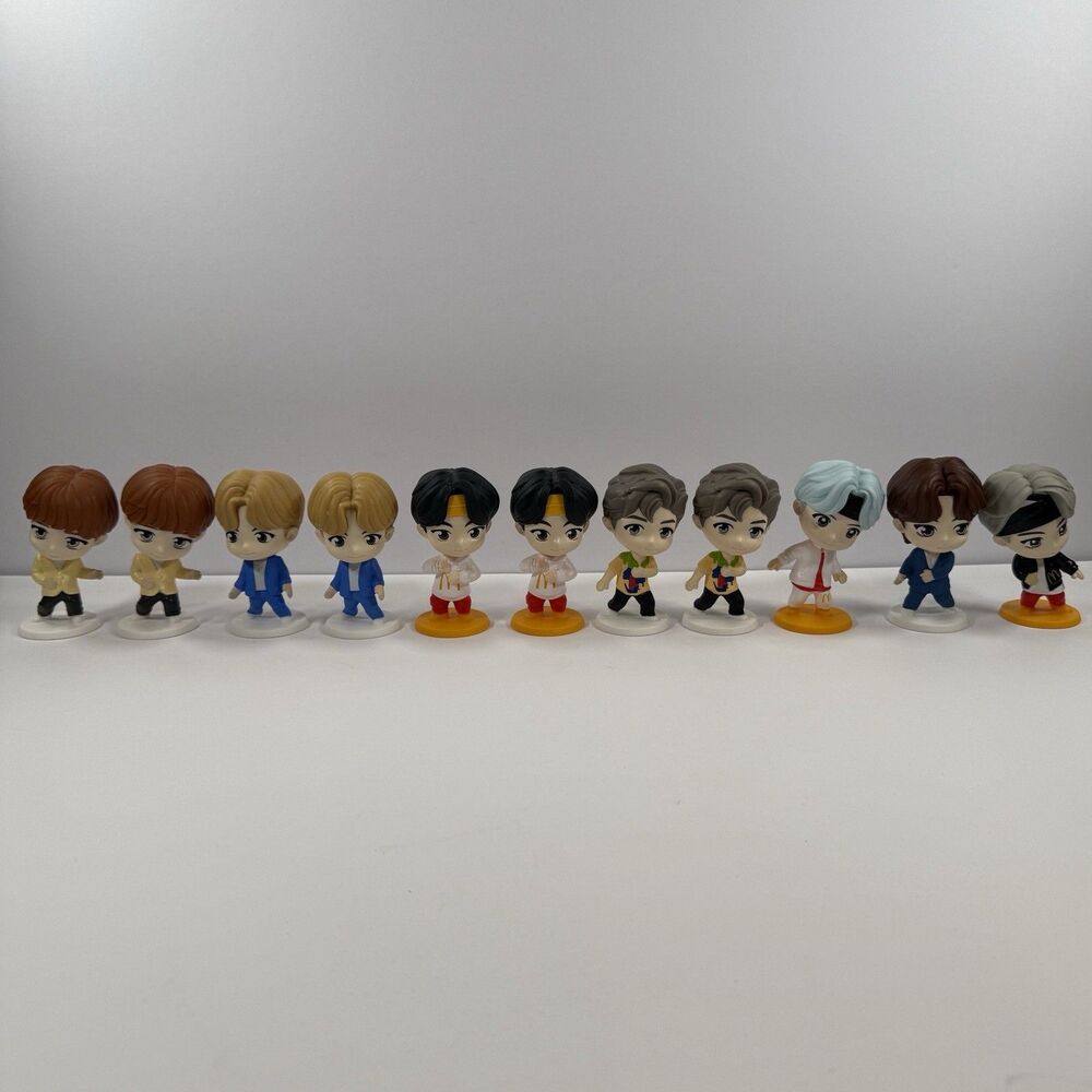 BTS McDonald's TinyTAN Lot of 11 (7 Unique) Happy Meal Toys Throwback Encore